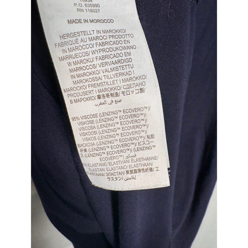 Boden Wrap Top Navy Blue Surplice Short Sleeve Ruched V-Neck T0939 US 12 - Picture 4 of 6